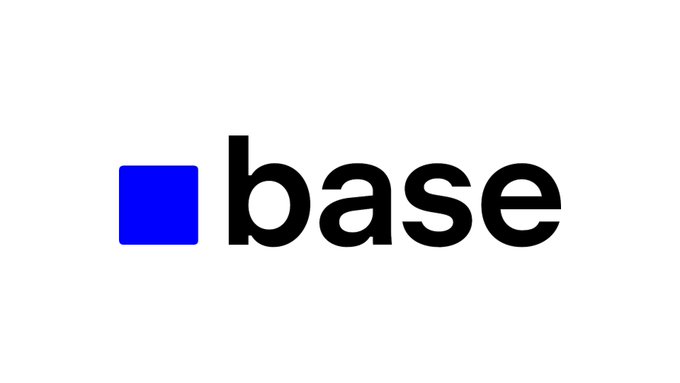 The Coinbase "base" logo, featuring a blue square next to the word "base" in black text on a white background.