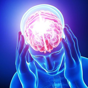 A glowing 3D illustration of a human head with a bright, exposed brain being held by two hands in a purple and blue-toned setting. The image reflects the post's message about mental stress, symbolizing the intense mental pressure experienced by male crypto investors who regret selling their $CC (Clone Coin) holdings too early, resulting in nearly 90% of their financial stress.