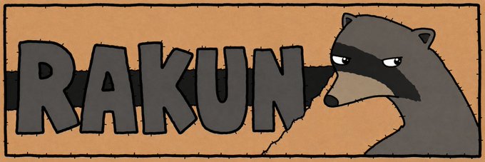 A banner image featuring the text "RAKUN" in bold, playful letters alongside an illustration of a raccoon with a mischievous expression. This matches the description of a community member's banner design for the Solana token $RAKUN on Moby.