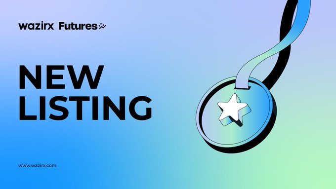 A promotional banner for WazirX Futures announcing "NEW LISTING" featuring a stylized medal graphic, which accompanies a post revealing three newly available tokens—$PONS, $FLOCK, and $MARSCOIN—now tradable in INR and USDT markets.