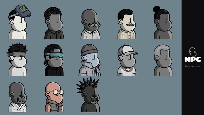 This image shows an array of cartoon-style men's headshots, each with unique hair colors and styles, including black, brown, blue, and grey. The post mentions that more images can be added, so this selection may not be the complete collection shown in the title description.