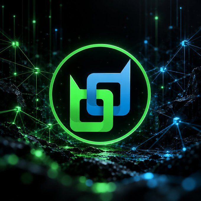 A digital logo featuring a stylized blue 'd' inside a green circular border, set against a dark background with glowing green and blue network nodes connected by lines.
