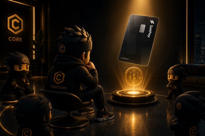 The image features a group of cartoon characters sitting around a table with a Bitcoin card displayed above them. The characters are wearing black clothing, which contrasts with the gold background. The Bitcoin card has a white face and the word "SatPay" written on it in black text. The characters appear to be engaged in conversation or observing something happening above their heads.

The post is about SatPay, an app that allows users to pay for things using Bitcoin without selling the cryptocurrency itself. It highlights how SatPay could be one of the biggest BTCFi catalysts driving adoption and ecosystem growth. The image also mentions that people are paying attention to SatPay and why IOS users App launch not. This suggests that the post is likely discussing the benefits or importance of SatPay in relation to Bitcoin, possibly drawing attention to its potential impact on the cryptocurrency market.