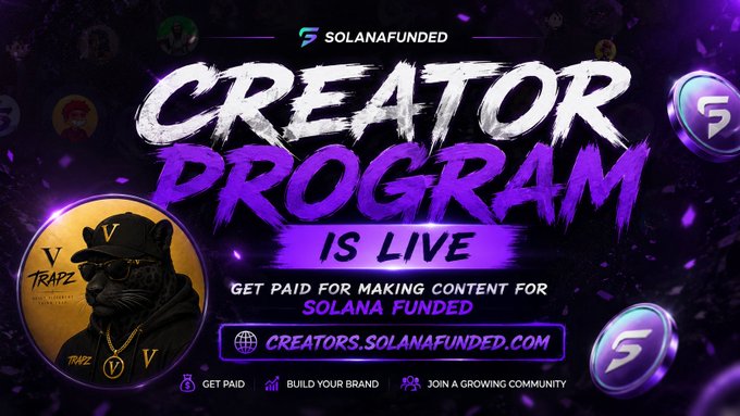 The image is a banner for a creator program, likely used by someone who produces content for others. The text "creator program is live" suggests that this platform is active, with users generating content and possibly getting paid for their work. A notable feature of the banner is the cartoon character wearing a hat and sunglasses, which might be related to a certain game or event. The post also mentions something about "building your brand," indicating that there could be potential rewards or opportunities for users who put in the effort to create content on this platform.