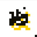 A pixel art graphic featuring the text "CREDIT" in black and yellow blocky lettering, likely serving as a logo or icon for the creditscores.vercel.app platform where users can hear and download their credit score ringtones.