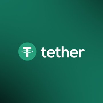 The image displays the Tether logo—a white "T" inside a green circular emblem with the word "tether" beside it—set against a green gradient background. The accompanying post about Tether's $1.5 billion loan to Gold.com and its 146-ton gold holdings aligns with the brand identity shown in the logo.