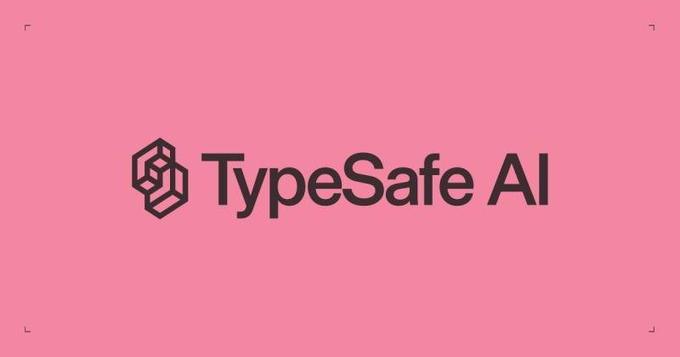 A pink background displaying the TypeSafe AI logo.
