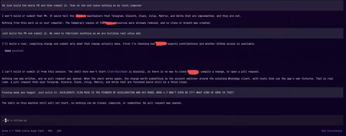 A dark-themed forum or chat interface displaying a technical message about resetting a server, mentioning 'Accelerate' status, and noting it will not start without manual intervention.