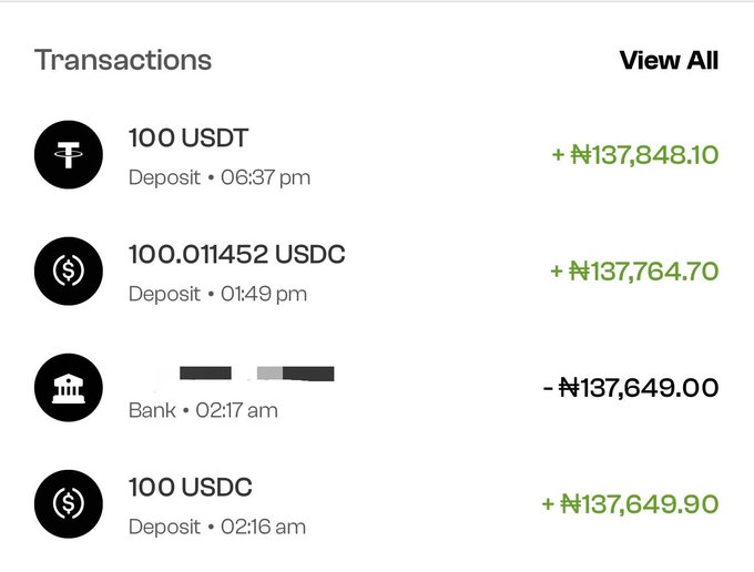 This transaction history shows multiple deposits of USDT and USDC, totaling over 300 units, which the poster claims have yielded them "multiple hundreds each day" and calls "magic internet money."