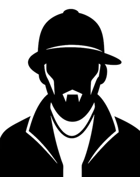 A stylized black silhouette icon of a figure wearing a fedora hat and trench coat, evoking a classic "anonymous" or detective aesthetic. The shadowy, faceless design pairs with the post's focus on an unidentified early Bitcoin miner moving a large sum, reinforcing the mystery of the wallet's owner.