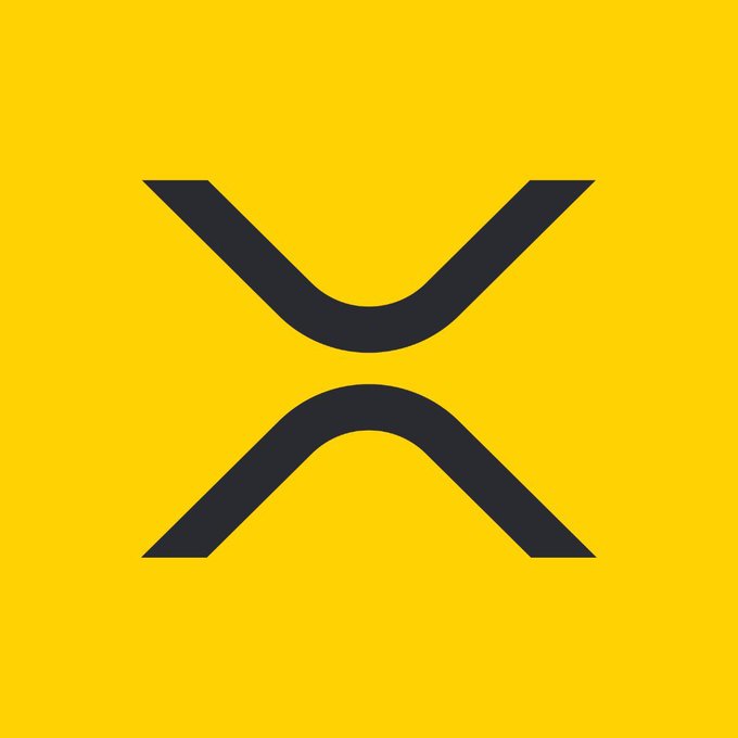 The XRP cryptocurrency logo, featuring a stylized black 'X' on a bright yellow background.