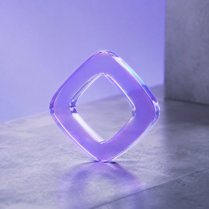 The image features a purple square-shaped object, which appears to be made of glass or plastic. It's placed on a gray surface, possibly a table or countertop. The object has a unique design with a hole in its center, giving it an interesting and eye-catching appearance. The caption "I get more engagement whenever I tweet about monad Is it just me?" is related to the image by the use of Hashtags. This suggests that the post might be discussing or promoting this particular object, possibly as part of a social media marketing campaign or conversation around a specific topic.