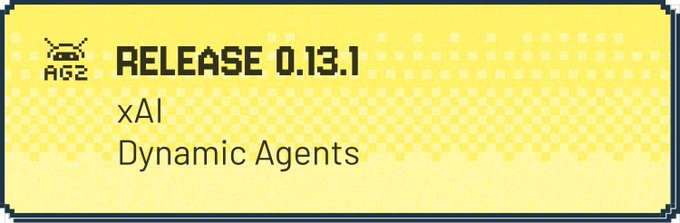 The image shows a screenshot of a release form for an xAI Dynamic Agents beta framework. The form displays the title "Release 0.13.1" at the top, followed by a list of dynamic agents available for download. The text indicates that this is a beta version and that the framework can be used to create views with both multimodal user content and consistent envelope rendering.