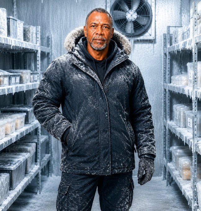 A man in a frost-covered, fur-hooded parka stands in a cold storage facility lined with icy shelving, conveying resilience and endurance.

The image metaphorically reinforces the message: just as this figure has endured harsh, freezing conditions to preserve his environment, a content creator must withstand a flood of raw information, carefully sift through and adapt it before using it.