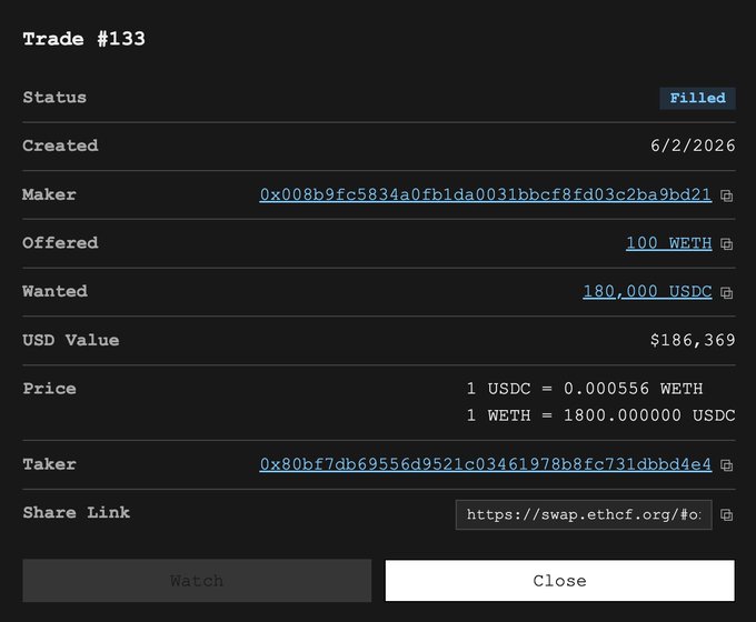 A screenshot of a trading platform, specifically on the page whereTrade # 133 comes up, displaying its details such as the type of trade, currency involved, the seller's name, and other information about the trade.