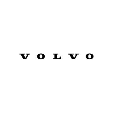 The image displays the "VOLVO" logo in bold black serif lettering centered on a white background. It relates to the post about Volvo exploring blockchain technology to enhance its supply chain operations.