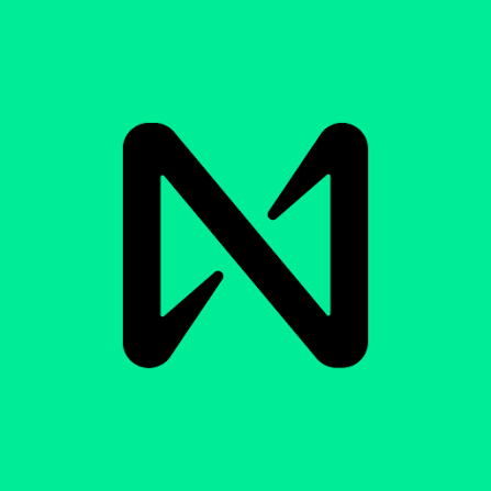 The image is a vibrant green color, which contrasts with the black letter "N" prominently displayed at the center. The letter "N" has two vertical lines coming out of its top side, giving it an arrow-like appearance. Above this central element, there's some text that reads "Day 7 of posting".