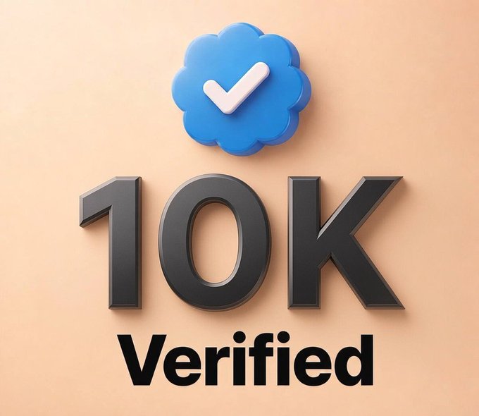 A blue verified checkmark sits above the large text "10K Verified", celebrating a milestone of ten thousand verified creators.