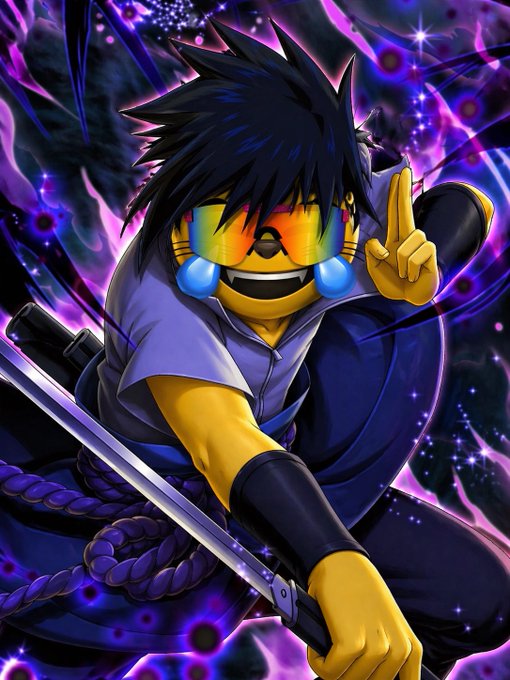 The image features a cartoon character with a sword, dressed in blue clothing, holding up one finger as if giving an order or command. The background of the image is dark purple, which creates a dramatic effect that emphasizes the character's presence. There are also stars scattered throughout the scene, adding to the overall atmosphere and enhancing the visual impact of the image.