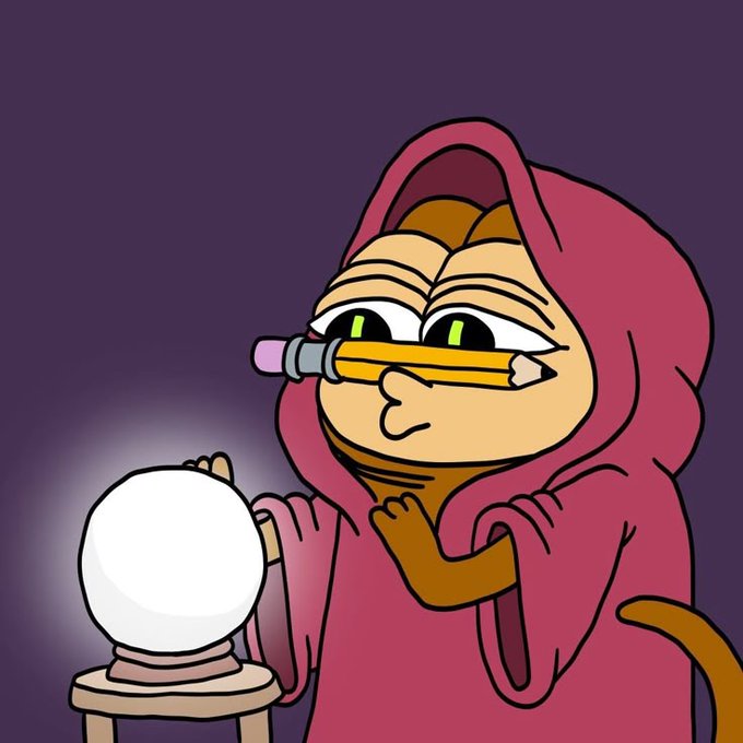The image features a cartoon cat dressed in a pink robe holding a pencil over a white ball, which appears to be a crystal ball or fortune teller's glass. The cat seems to be using the pencil as a divination tool, possibly predicting the future or making wishes. The caption provided is related to the post about Twitter and its algorithm, suggesting that the image might have been created for sharing on social media platforms like Twitter.

The image has a purple background with white text, which could be part of the caption or an element in the overall design.
