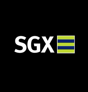 The SGX logo featuring white text and a green and blue striped square on a black background.