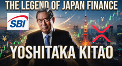The image features a man wearing a suit, sitting at a desk with a city skyline behind him. The text "Yoshitaka Kitao" is written above his head, indicating that he is the speaker for this particular video. The background of the image shows a cityscape with buildings and a bridge in the distance.