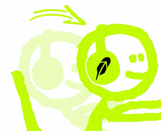 A rough, neon-green sketch on a white background depicting a smiling figure wearing large headphones with an "N" logo.