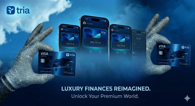 iced blue sky with clouds, hands holding blue and silver Visa cards against a light brown background.