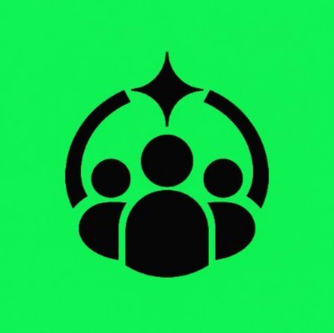 Green icon depicting a group of three stylized figures under a curved arc with a four-pointed star above them.