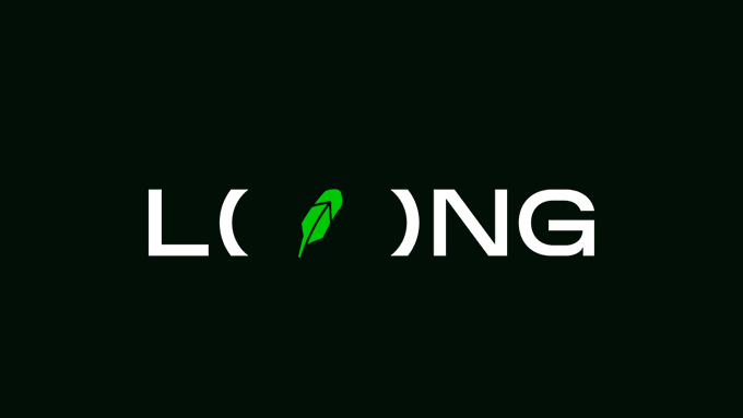 The image displays the text "LONG" in white capital letters on a black background, with a bright green feather icon replacing the letter "O," visually reinforcing the "green chain" theme of the post and symbolizing going long on the asset.