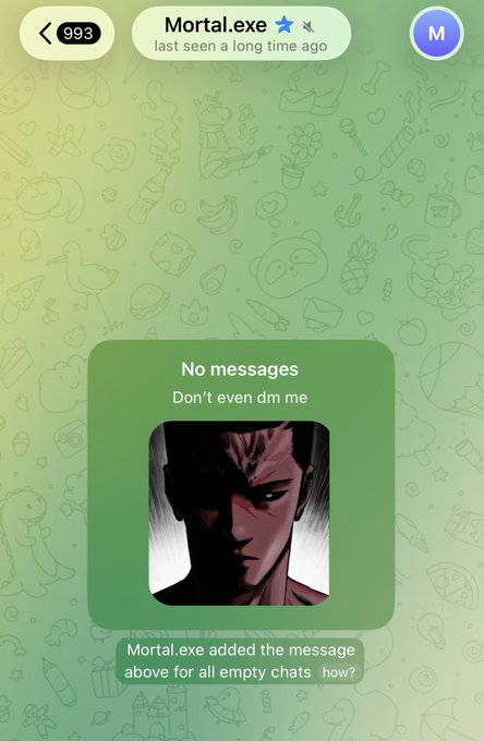 A Telegram chat screenshot shows a user profile named "Mortal.exe" with the message "No messages — Don't even dm me" displayed above a stylized character image, while the accompanying post accuses Telegram of enabling a scammer who drained over $80,000 from their Solana wallets via a video chat on the platform.