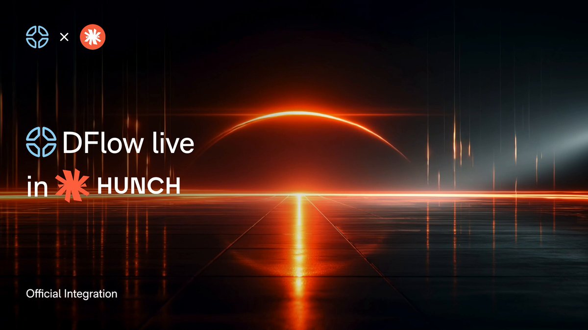 The image features a black background with an orange circle in the center that appears to be emitting light from within. The text "DFlow Live in Hunch" is written above this circle, and there are two logos present - one for "Day 1" and another for "Solana". These logos suggest that the image might be related to a social media platform or an online marketplace where users can share information about events happening on Day 1.