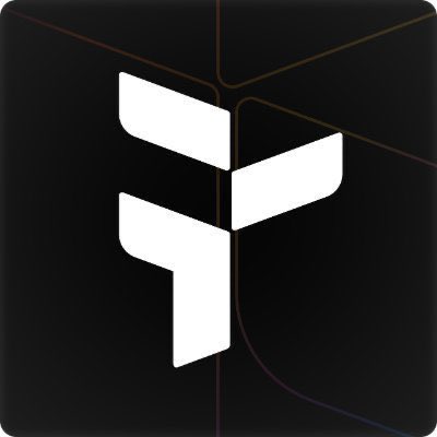 The image features a black square with a white "F" logo at its center. The logo has three lines, each pointing in different directions, creating an abstract design. The background of the image is black, which contrasts with the white logo. The text "Happy Saturday gTRIA" is written below the logo, and there are two additional words that read "useTria". These words emphasize the simplicity and ease-of-use associated with the platform being advertised in the image.
