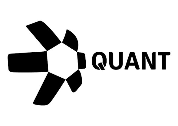 The Quant logo featuring a black geometric pinwheel design next to the word 'QUANT' in bold black text on a white background.