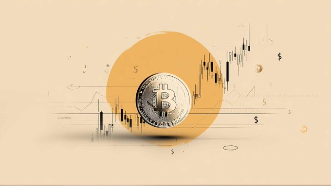 A golden Bitcoin coin sits centered on a backdrop featuring candlestick price charts and dollar signs, visually representing the cryptocurrency's bullish momentum toward the $80K mark. The upward-trending chart patterns and "$" symbols reinforce the post's message about Bitcoin's potential breakout and increasing market attention.