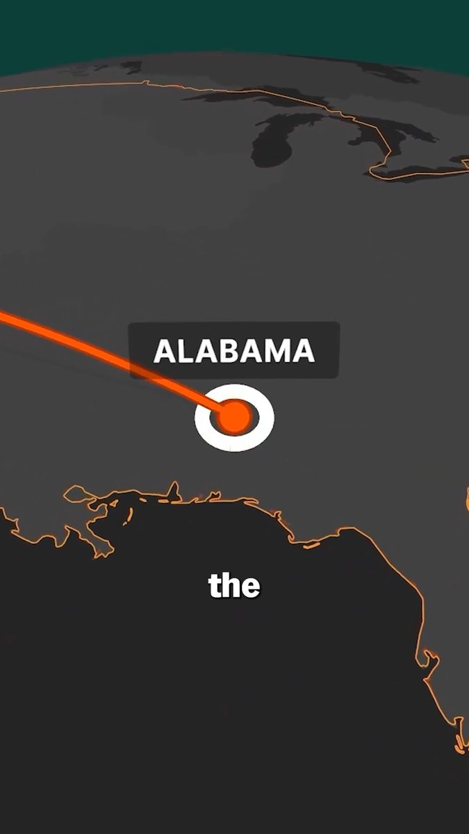 The image displays a stylized map highlighting Alabama with an orange marker and label, showing its geographic position relative to North America, with the word "the" visible below. 

This image appears to be a graphic highlighting Alabama as one of the states being discussed in the context of crypto adoption across America, as the post emphasizes that 67 million American adults (1 in 4) hold and use crypto, challenging assumptions about who crypto holders actually are.