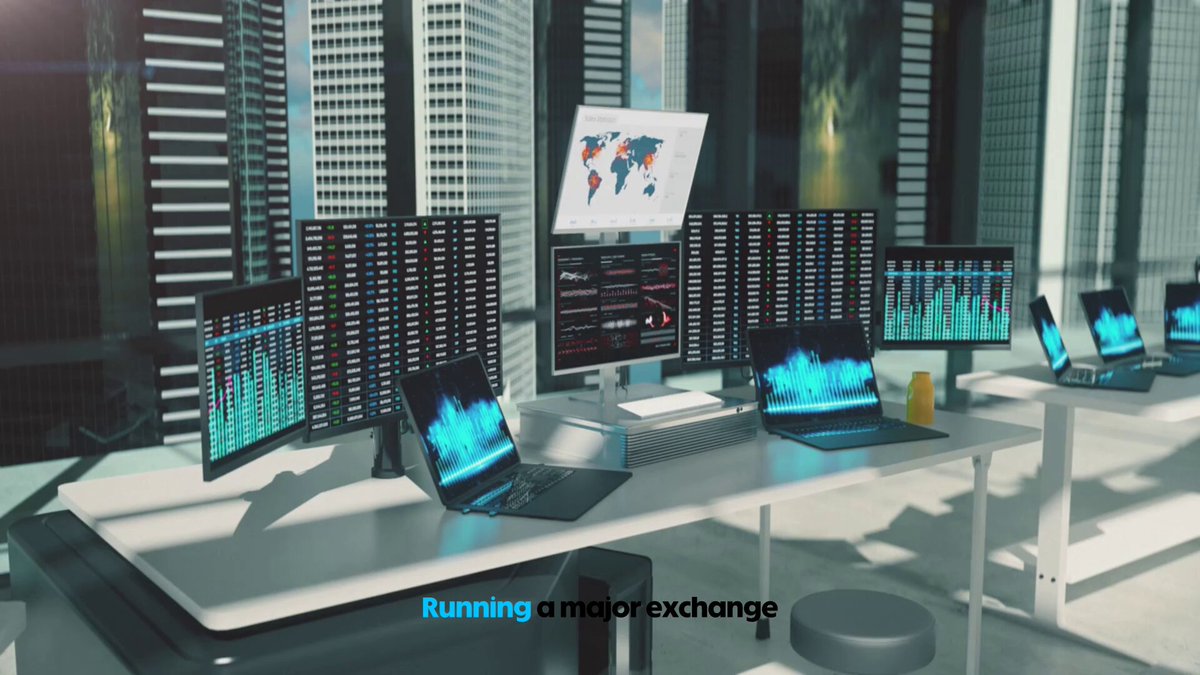 The image shows an office setting with multiple computers, including laptops and monitors displaying financial data. The text "Running a major exchange" suggests that this scene represents a modern office environment where technology plays a significant role in facilitating transactions or exchanges of digital currency. The presence of Bitcoin and other cryptocurrencies in the image implies that these digital assets are being used for various purposes such as peer-to-peer transactions, online payments, and more. The post about stablecoins raises questions about the future of trustless money and how it might impact traditional financial systems. It encourages users to consider the implications of a world without trust in centralized issuers and explore alternative solutions like stable digital money that can provide stability and security for financial exchanges.