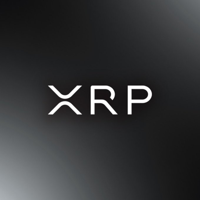 The XRP cryptocurrency logo displayed in white on a dark background.