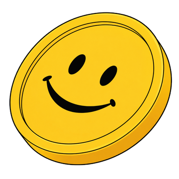 A classic yellow smiley face button/coaster with a black smiling face design.