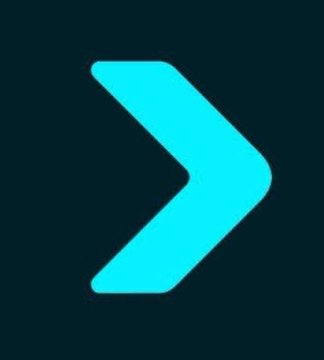 The image shows a glowing cyan chevron-style "greater than" symbol (>), resembling a directional arrow on a dark background, which visually reinforces the post's "Spend → Earn → Grow" message for the Bitget Wallet Card launch.