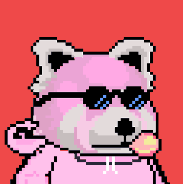 The image features a pink panda bear wearing sunglasses, holding an ice cream cone with its tongue out, and standing against a red background. The caption below the image reads "I just joined two new communities Both Nookis and Goosinals have proven time and time again that they're two of the most active Ordinals communities - no matter the market conditions."