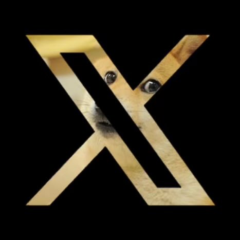 A metallic gold logo featuring a stylized 'X' with two visible eyes peering through, set against a black background.