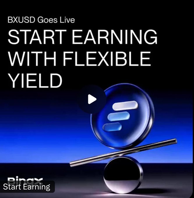 A promotional graphic reads 'BXUSD Goes Live START EARNING WITH FLEXIBLE YIELD' above a blue sphere with a Solana logo, featuring a 'Start Earning' button.