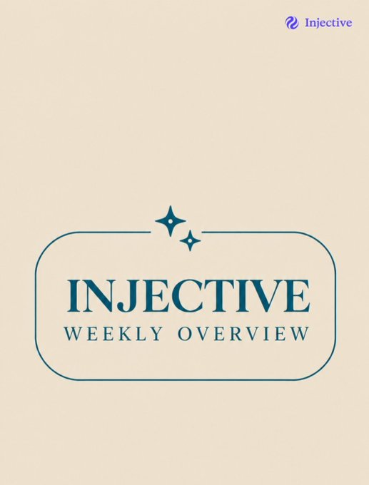 A cream-colored Injective Weekly Overview cover page featuring the Injective logo and decorative sparkle design.