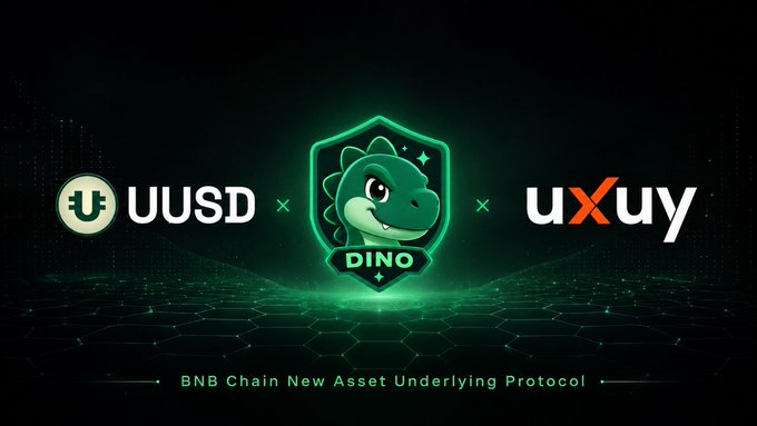 The image features a logo for a company named "Dino" that has a green dinosaur head, with the words "@DINO" written below it. The background of the image is black, and there are two logos present - one for "UUSD" and another for "UXFUY". These logos are positioned above the word "DINO", indicating their association with the company named "Dino".