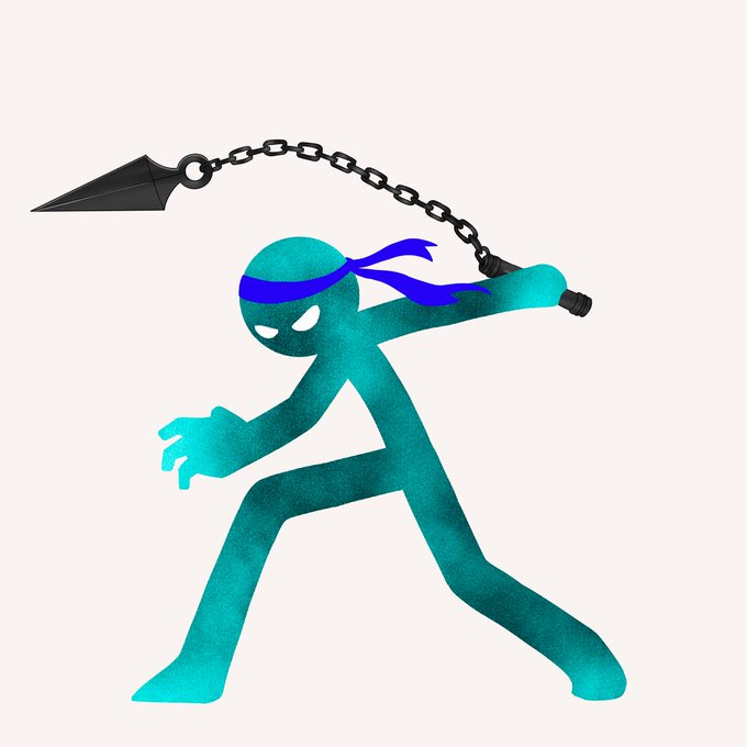 A turquoise stickman wearing a blue bandana swings a chained kunai, embodying the "Just BeStickman" persona as the project celebrates surpassing 5k mints ahead of its public phase launch.