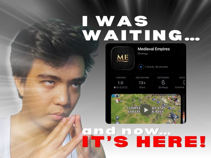 A man with a hand to his face appears to be looking confused or overwhelmed as he looks at a game app that displays information about how many games are available, but only has four games shown up on his mobile device. The post, which reads "I feel like 4 isn't enough games on my mobile Then suddenly... one of my favorite games on @Immutable is now available on iOS! But oh well, here’s me gonna have more screen time of my phone because of @MedievalEmpires for sure!", suggests that the man may be expressing his dissatisfaction with the lack of game options or possibly feeling overwhelmed by having to choose from a limited selection. The image has a dark and futuristic atmosphere created by the red lights shining above it, further emphasizing the negative tone of the post.