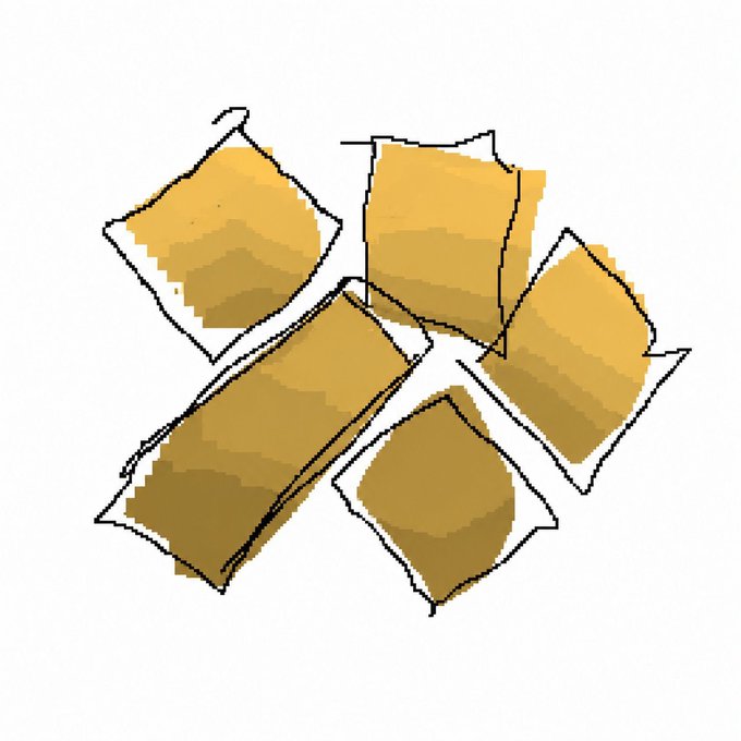 An illustration of several golden-brown, pillow-shaped fried food items, possibly spring rolls or pastries, arranged together on a white background.