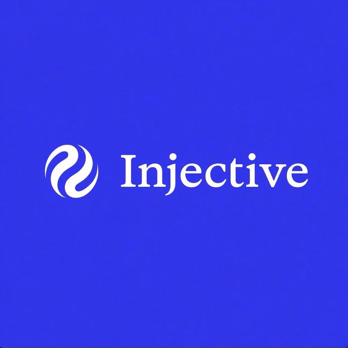 The white Injective logo and name displayed on a solid blue background.