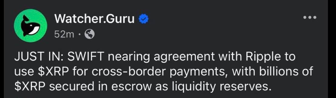 The image shows a post from a social media platform that has been edited by a company named WatchGuard Guru, with a green logo at the top of the post. The post contains information about the SWIFT switch, which is being used for cross-border payments and is gaining momentum in the banking landscape. It also mentions Bitcoin and how it is integrated into the XRP Ledger powered by $BXE on the XRP LEDGER. This highlights the growing popularity of Bitcoin as a means to facilitate cross-border transactions using SWIFT, which has led to the integration of Bitcoin with other payment systems like XRP.